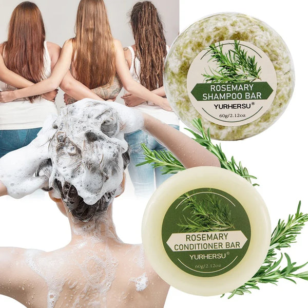 YURHERSU Hair Growth Natural Handmade Soaps Rosemary Peppermint Solid Shampoo Rosemary Conditioner Bar Set