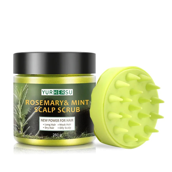 YURHERSU Rosemary Hair Shampoo Scalp Scrub Deep Cleansing Anti-Itch Dandruff Removal Nourishing Scalp Scrub with Massage Comb