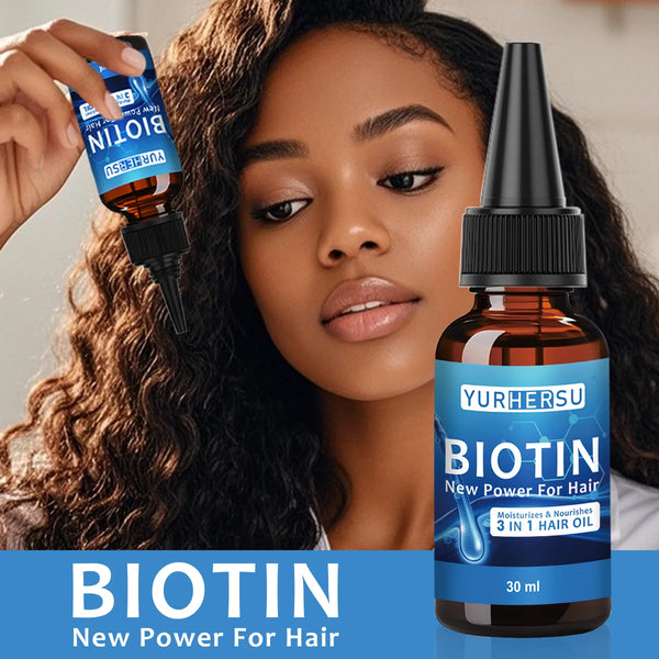 YURHERSU Biotin 3-in-1 Hair Care Essential Oil Scalp Biotin Hair Growth Serum Oil Anti Hair Loss Repairing Biotin Oil